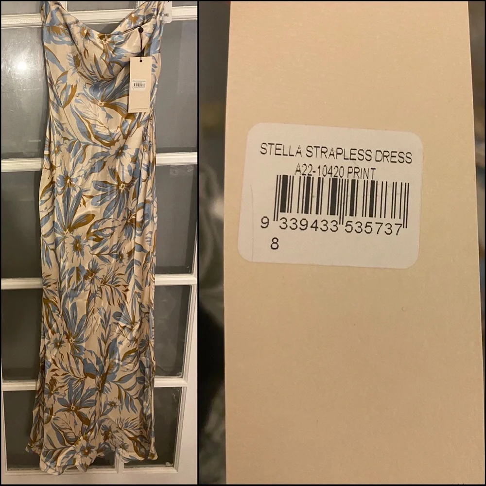 NWT BEC & BRIDGE strapless cutout back silky maxi dress - Picture 6 of 8